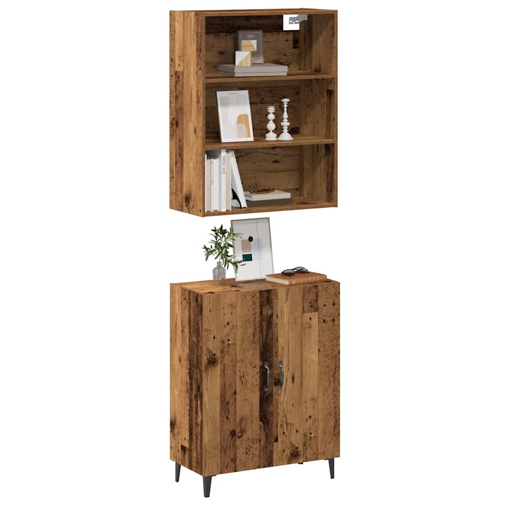 Buffet avec armoire murale vieux bois bois d'ingénierie - XIOS