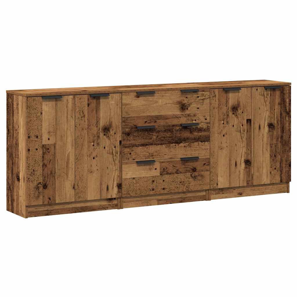 Buffets 3 pcs vieux bois 60x30x70 cm bois d'ingénierie - XIOS