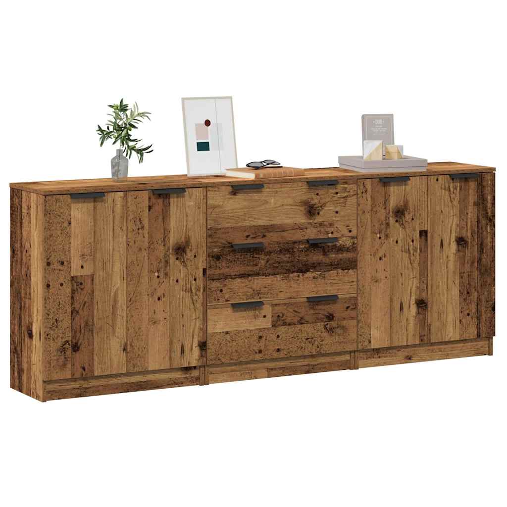Buffets 3 pcs vieux bois 60x30x70 cm bois d'ingénierie - XIOS