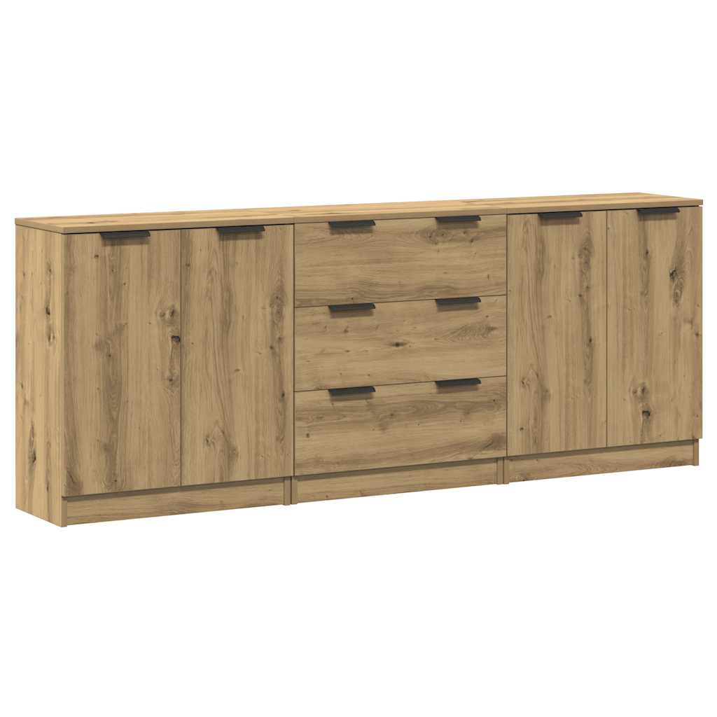 Buffets 3 pcs chêne artisanal 60x30x70 cm bois d'ingénierie - XIOS