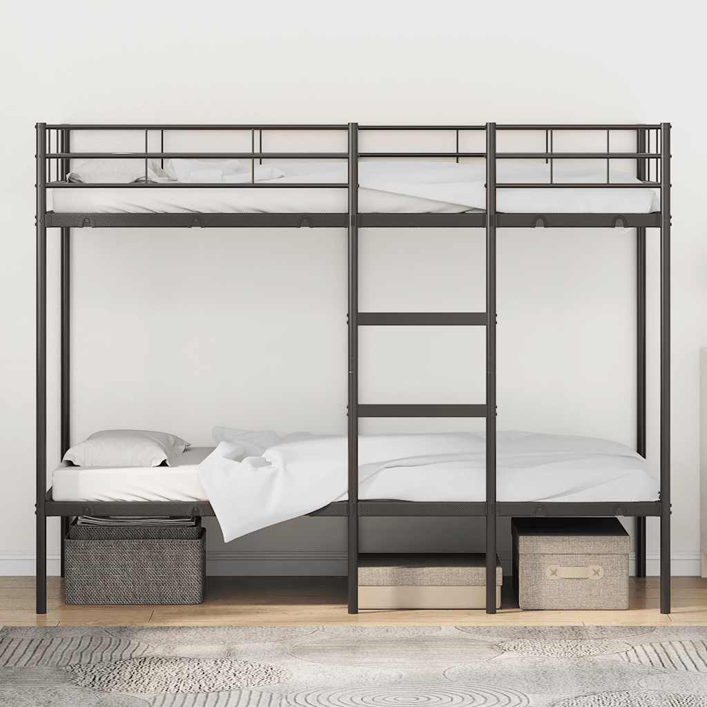 Lit superposé sans matelas noir 75x190 cm acier - XIOS
