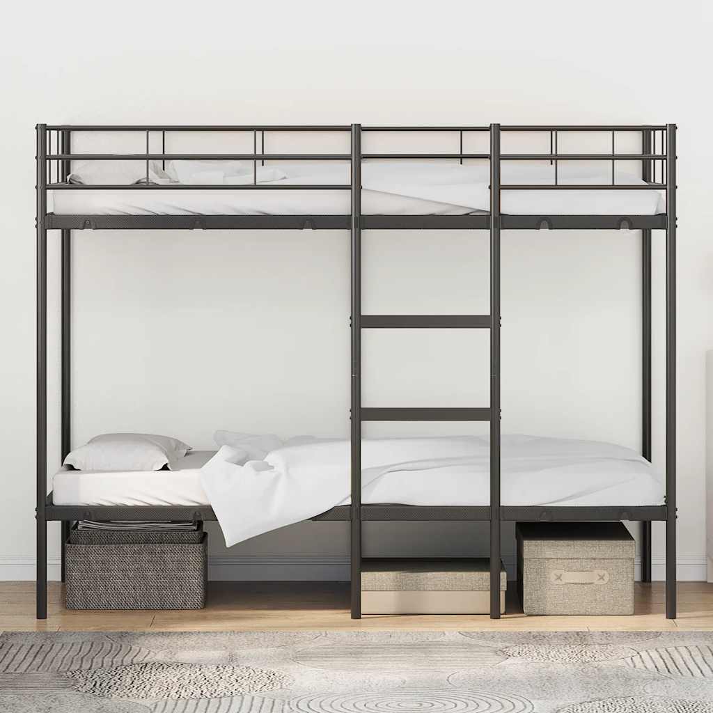 Lit superposé sans matelas noir 80x200 cm acier - XIOS