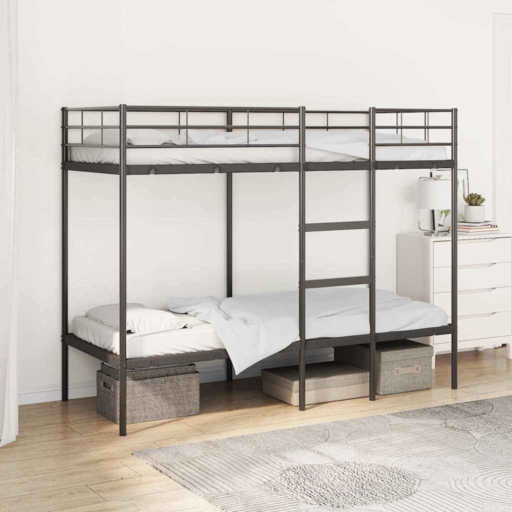 Lit superposé sans matelas noir 80x200 cm acier - XIOS