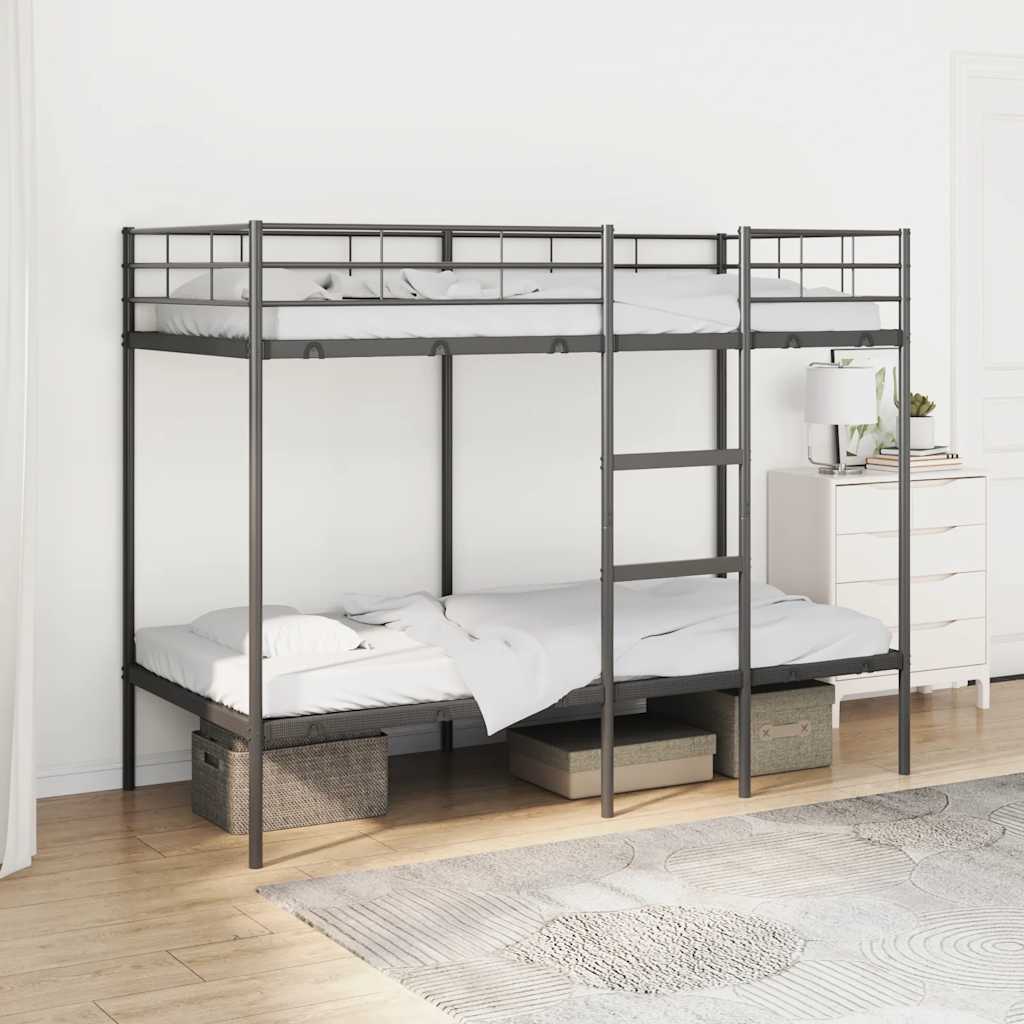 Lit superposé sans matelas noir 90x190 cm acier - XIOS