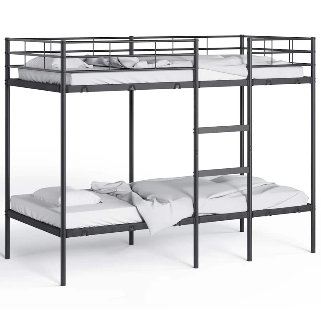 Lit superposé sans matelas noir 90x200 cm acier - XIOS