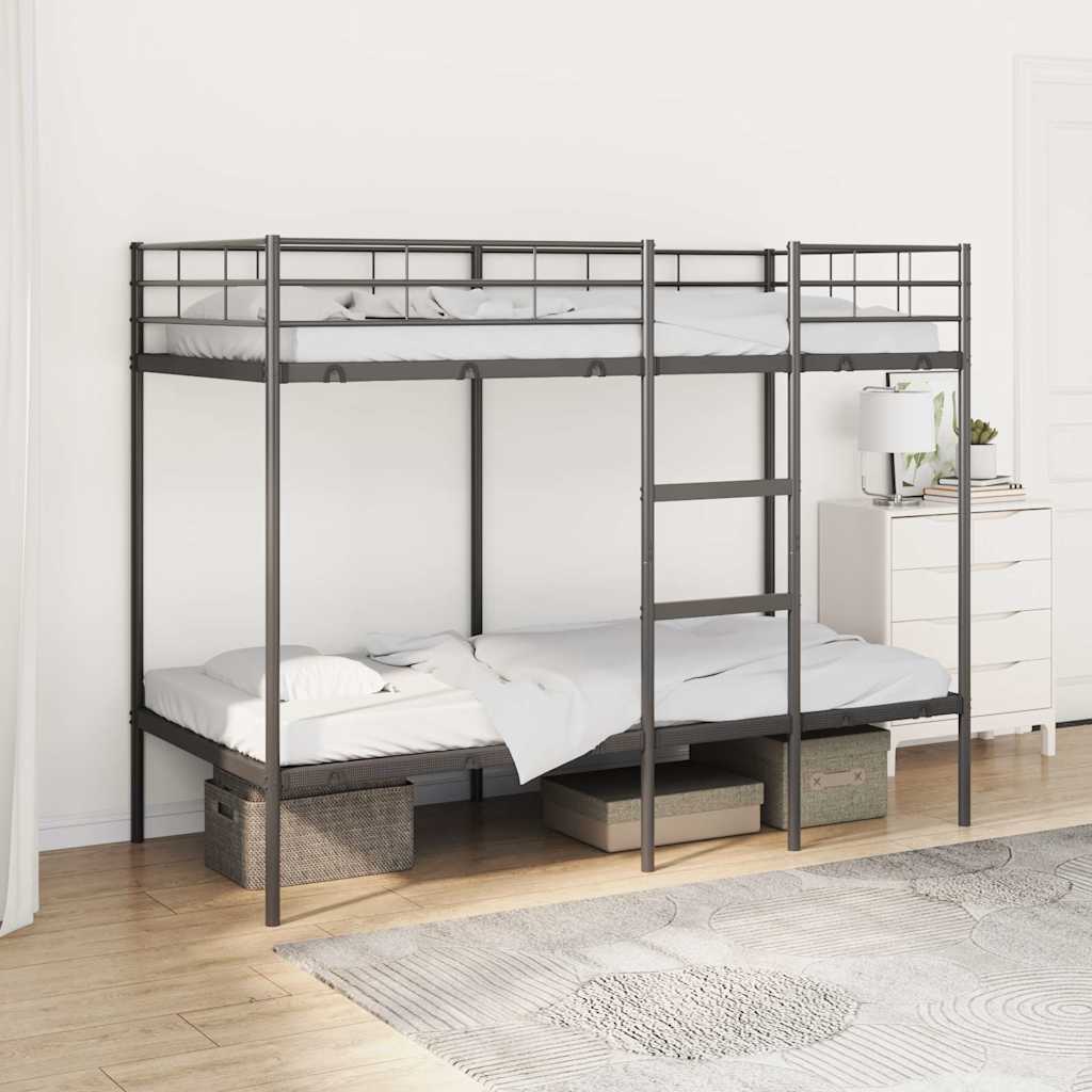 Lit superposé sans matelas noir 90x200 cm acier - XIOS
