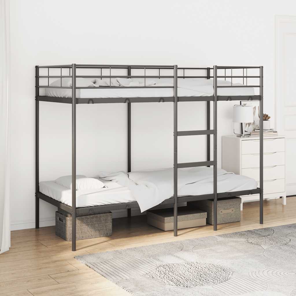 Lit superposé sans matelas noir 90x200 cm acier - XIOS