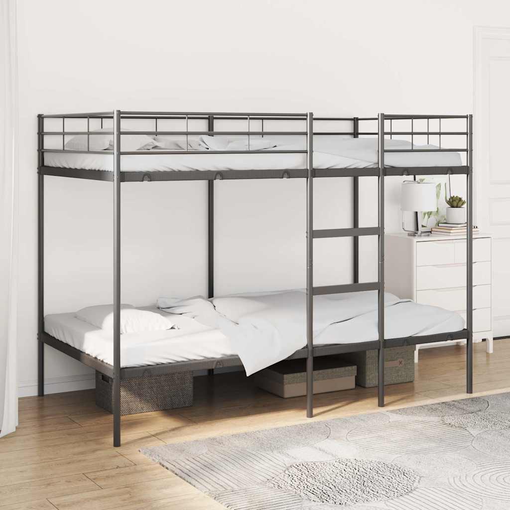 Lit superposé sans matelas noir 100x200 cm acier - XIOS