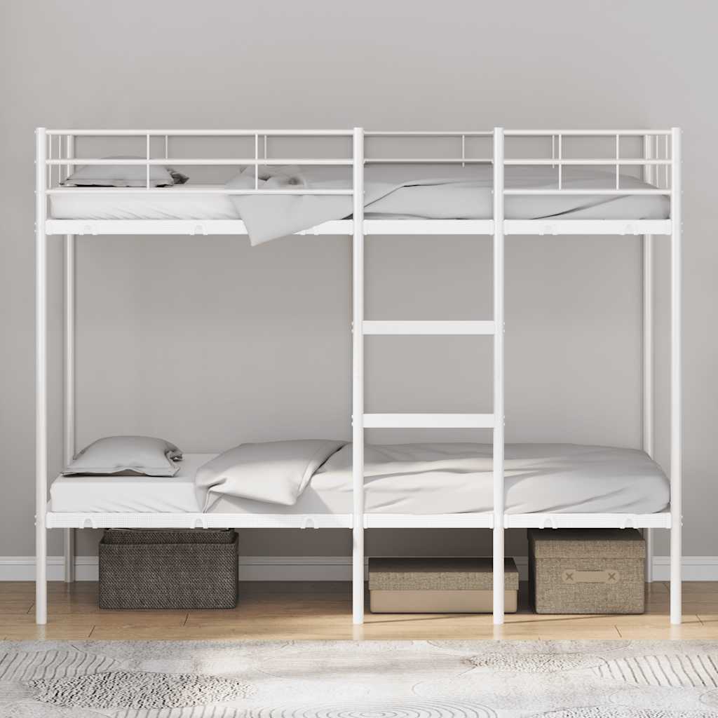 Lit superposé sans matelas blanc 90x190 cm acier - XIOS