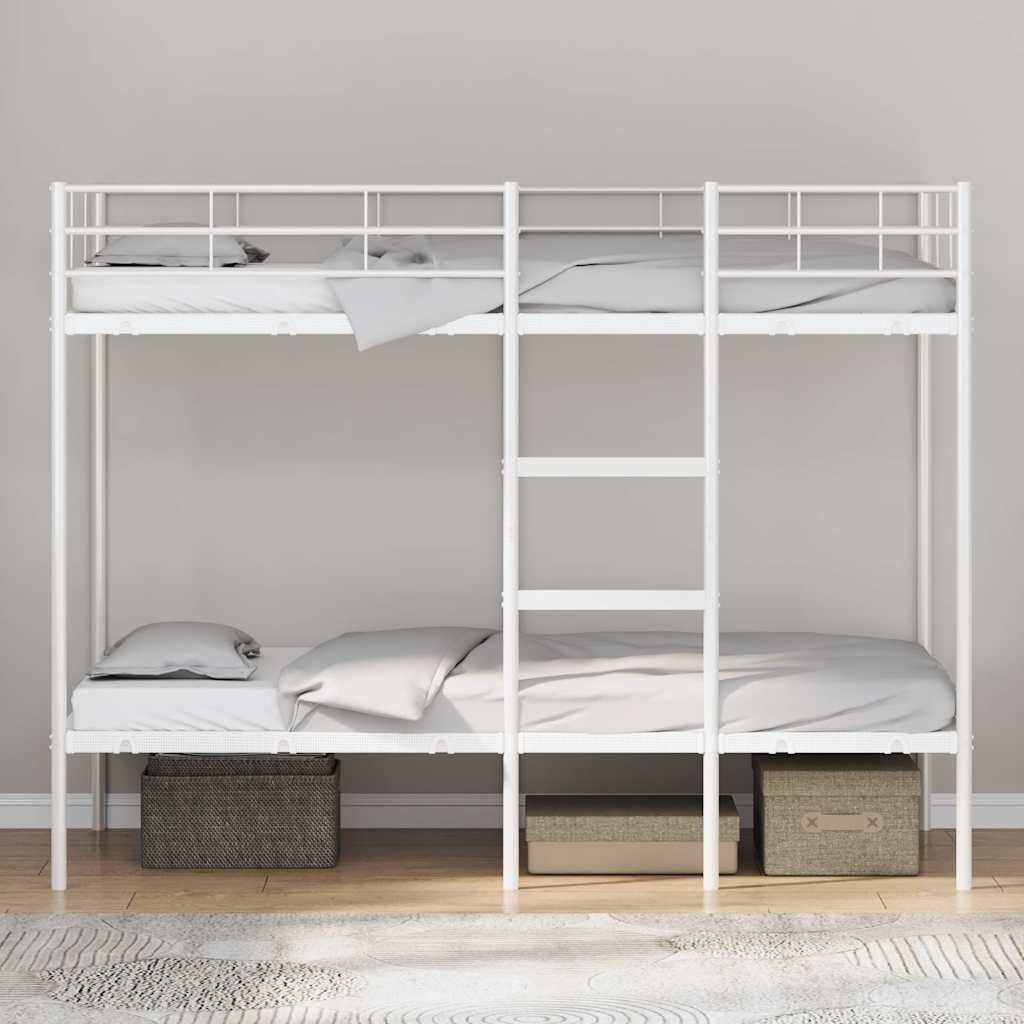 Lit superposé sans matelas blanc 90x200 cm acier - XIOS
