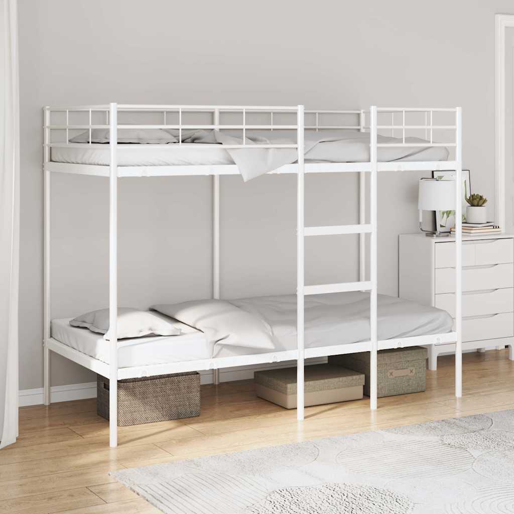 Lit superposé sans matelas blanc 90x200 cm acier - XIOS
