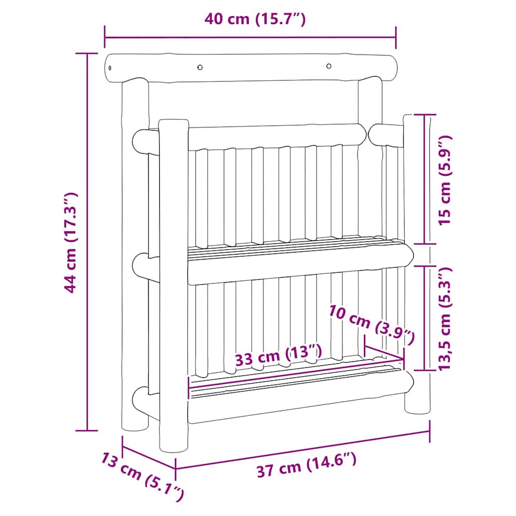 Étagère Murale avec étagère Marron 40 x 13 x 44 cm Bambou - XIOS