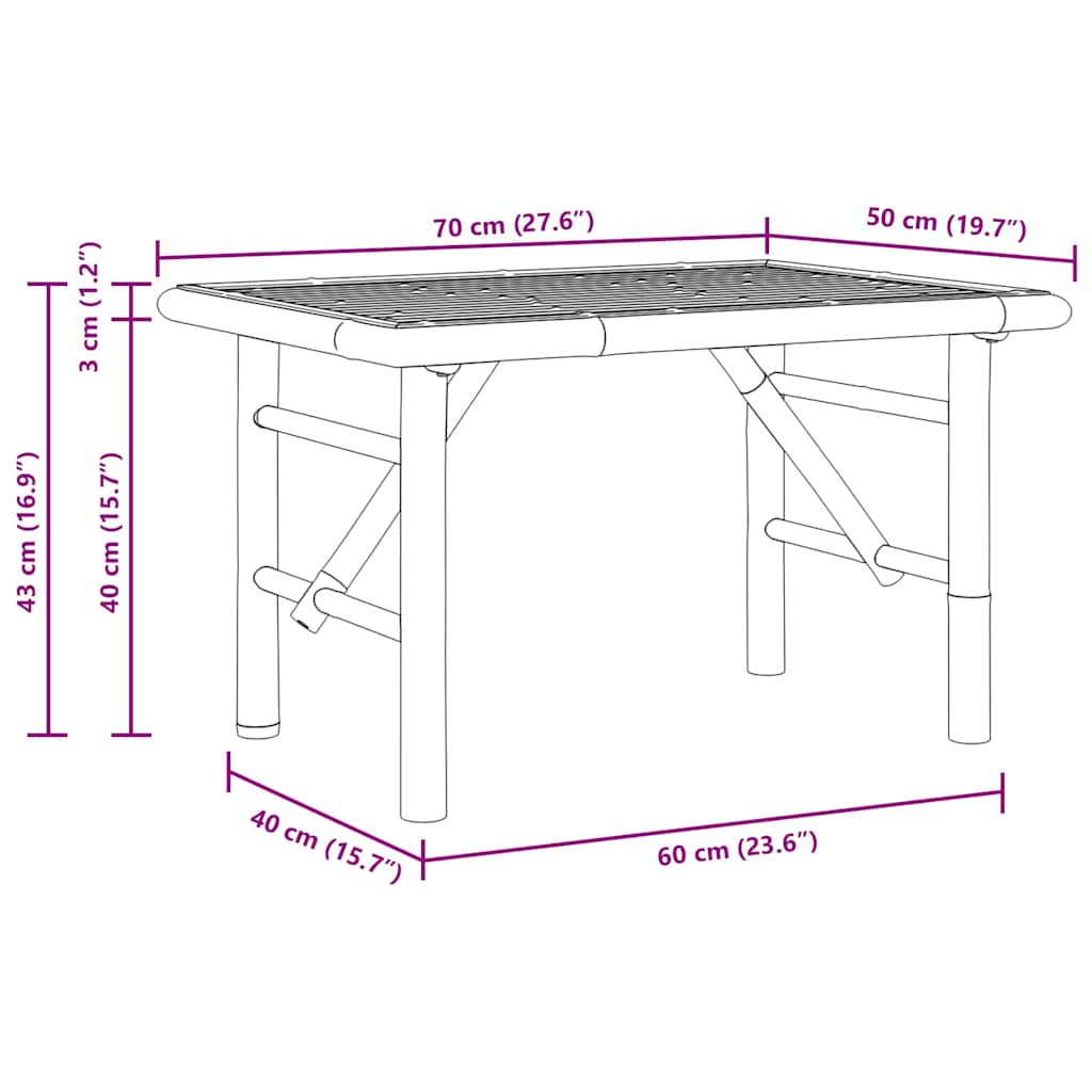 Table basse Marron 70 x 40 x 36 cm Bambou - XIOS