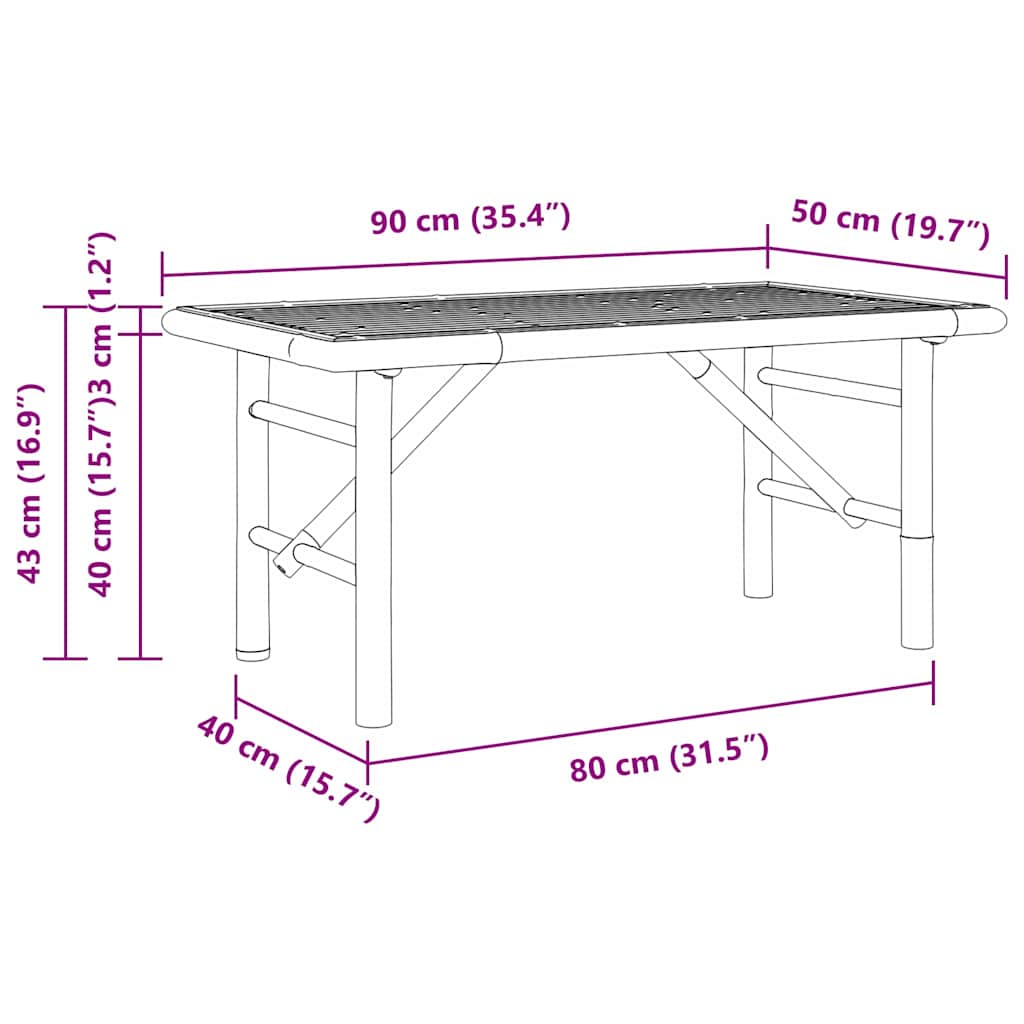 Table basse Marron 90 x 50 x 43 cm Bambou - XIOS