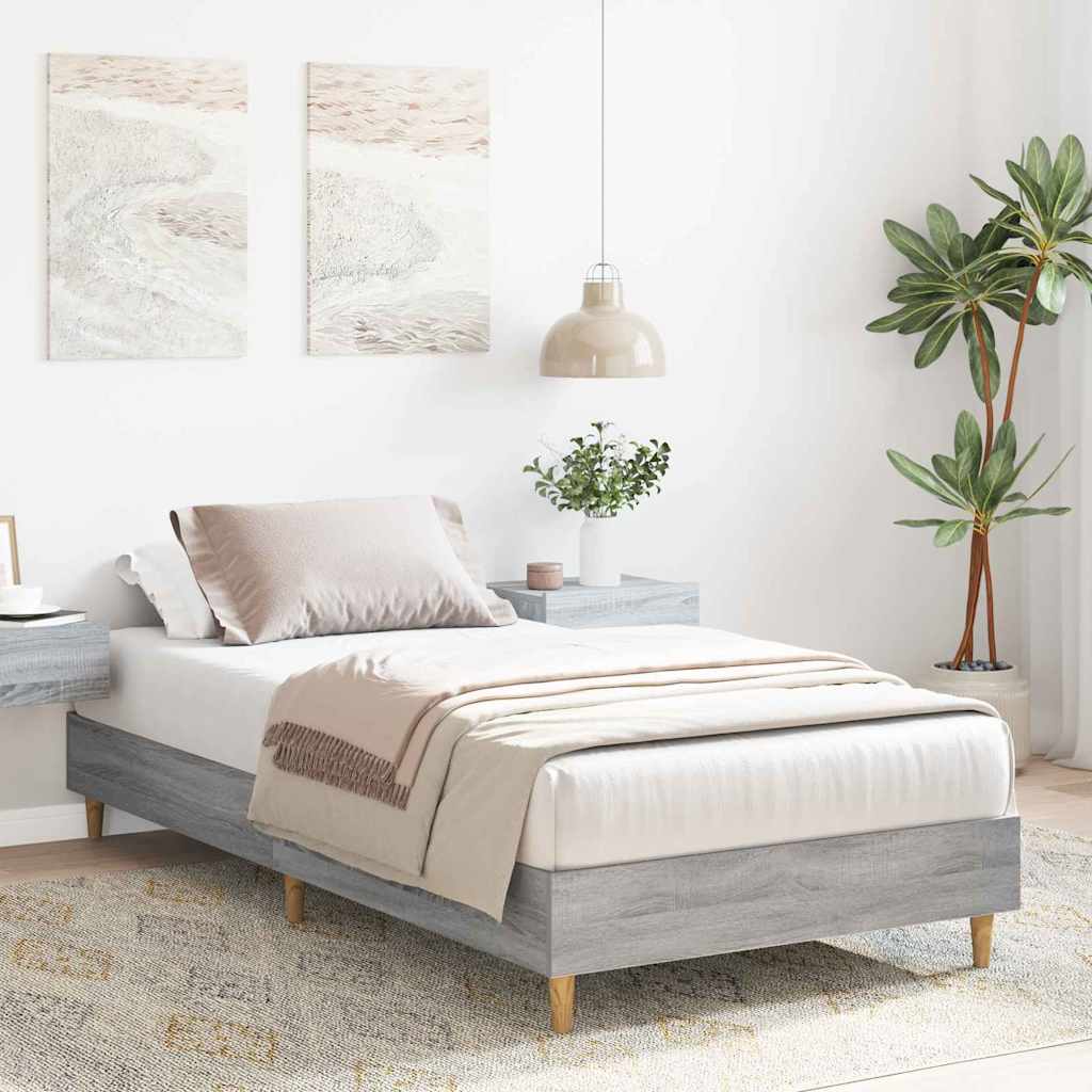 Cadre de lit Sonoma gris 90 x 200 cm Bois d'ingénierie - XIOS