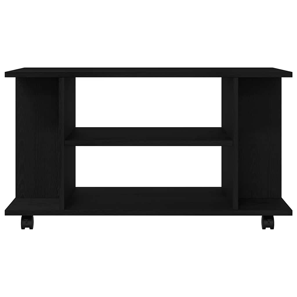Meuble TV à roulettes en chêne noir 80x40x45 cm bois d'ingénierie - XIOS