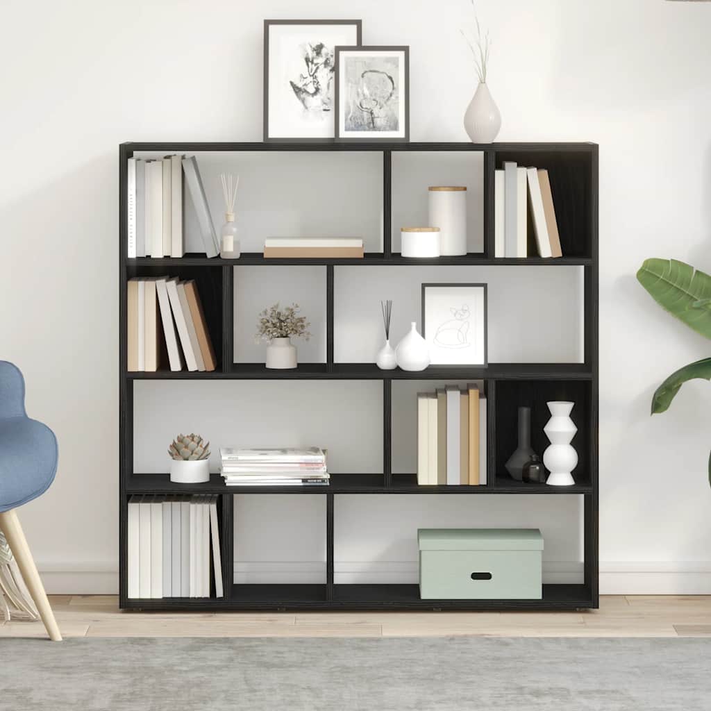 Bibliothèque/Paravent de pièce en chêne noir 105 x 24 x 102 cm - XIOS