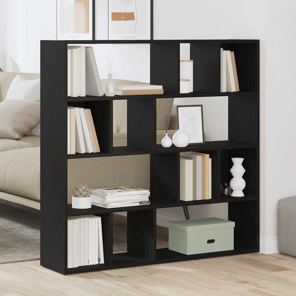 Bibliothèque/Paravent de pièce en chêne noir 105 x 24 x 102 cm - XIOS