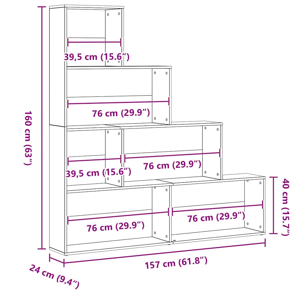 Bibliothèque Chêne noir 155 x 24 x 160 cm Bois d'ingénierie - XIOS