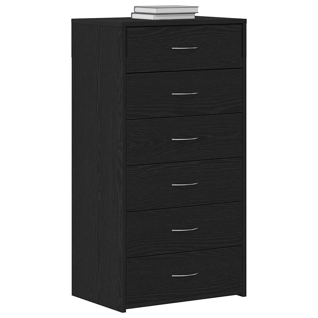 Buffet avec 6 tiroirs Chêne noir 50x34x96 cm Bois d'ingénierie - XIOS