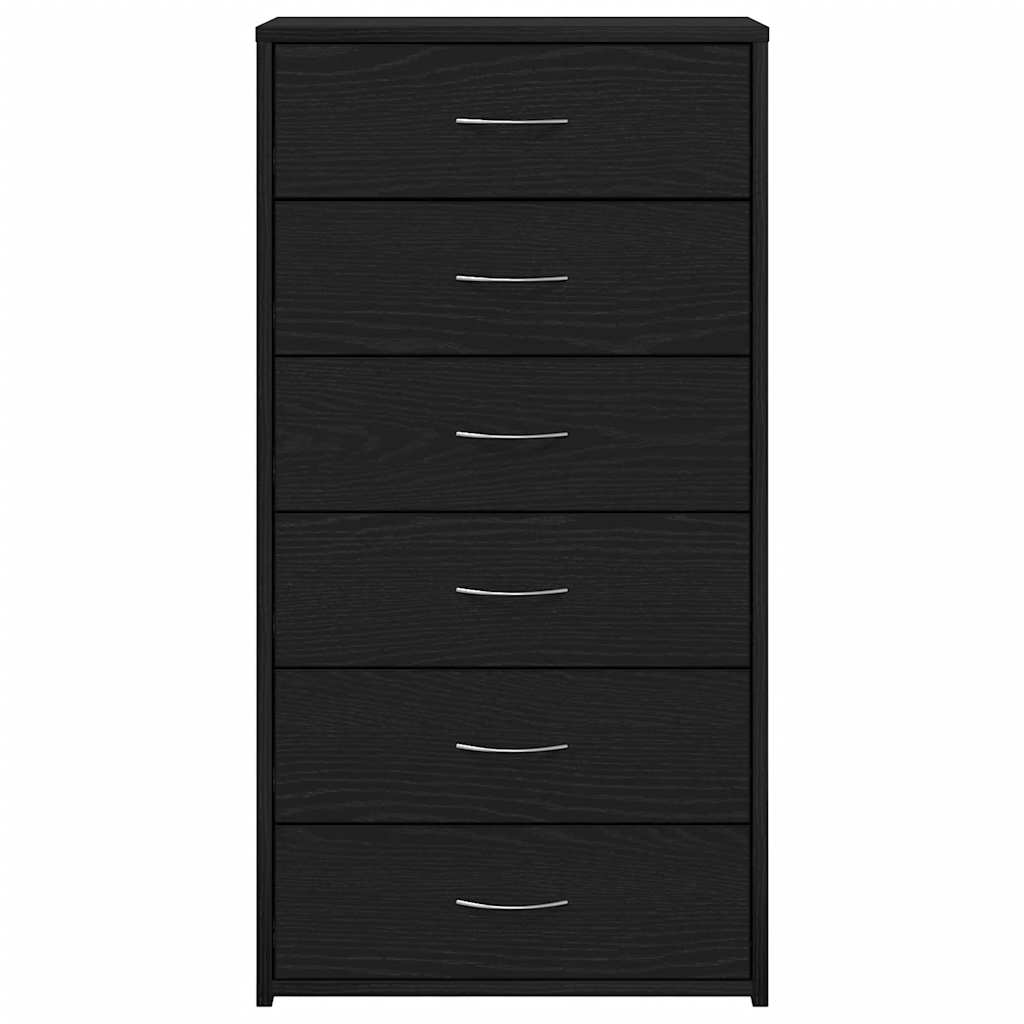 Buffet avec 6 tiroirs Chêne noir 50x34x96 cm Bois d'ingénierie - XIOS