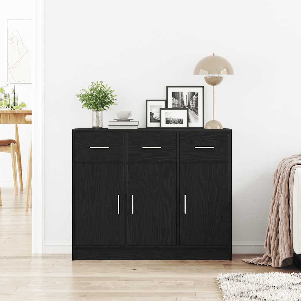Buffet en chêne noir 91 x 28 x 75 cm bois d'ingénierie - XIOS