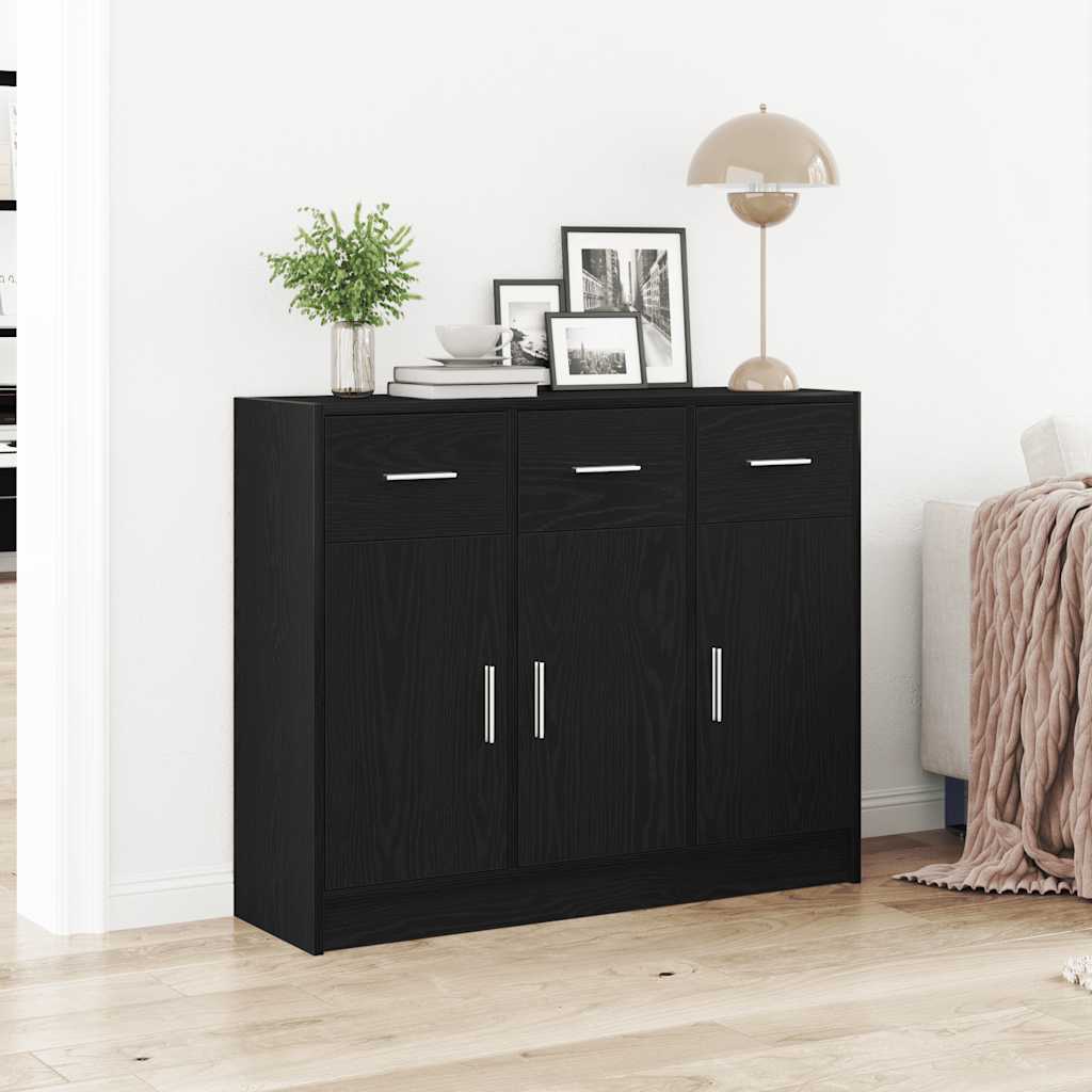 Buffet en chêne noir 91 x 28 x 75 cm bois d'ingénierie - XIOS