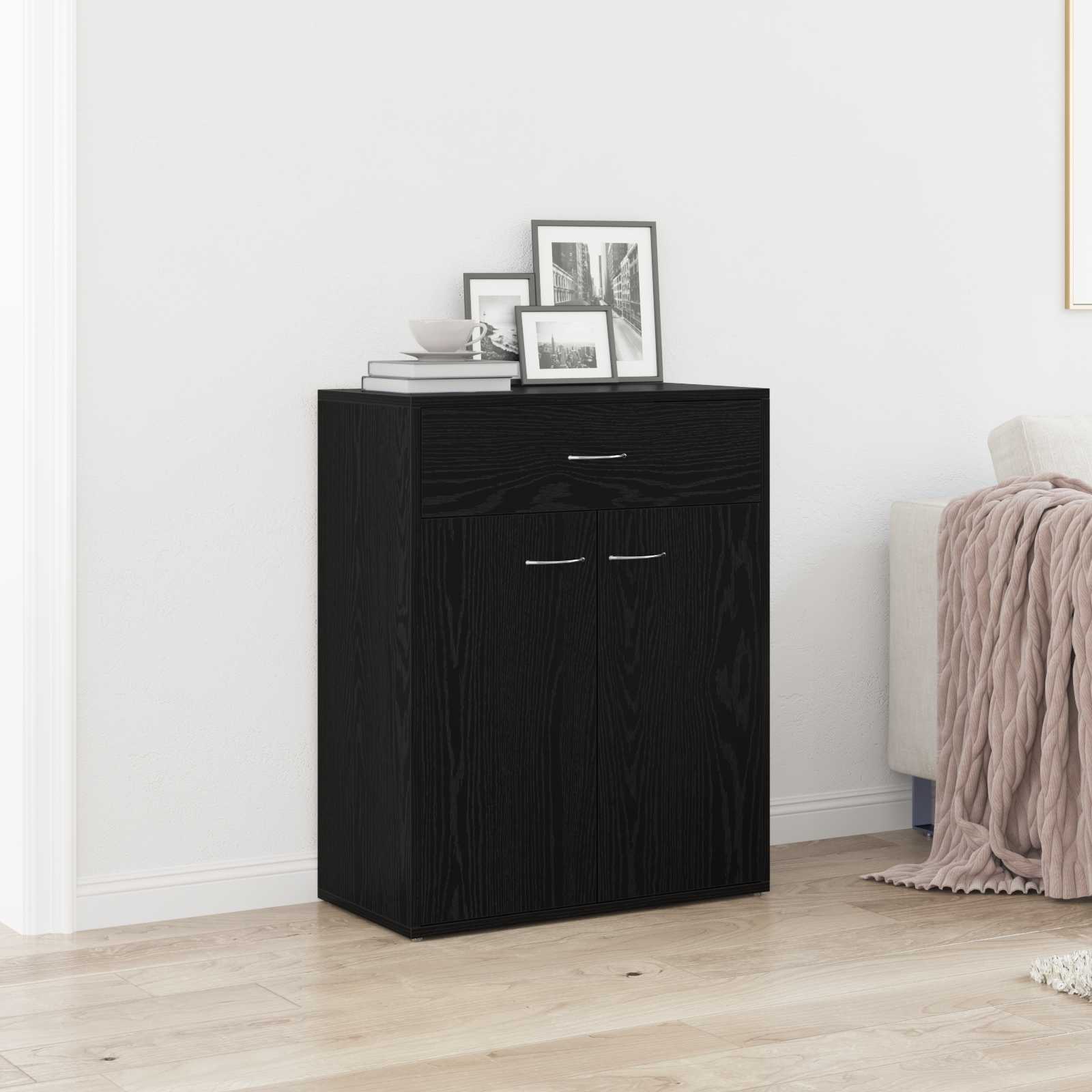 Buffet avec tiroir Chêne noir 60 x 30 x 75 cm Bois d'ingénierie - XIOS