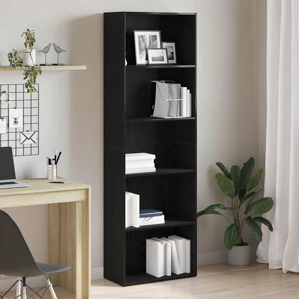 Bibliothèque chêne noir 60x30x189 cm bois d'ingénierie - XIOS