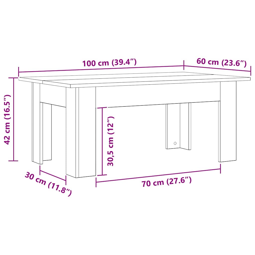 Table basse Chêne noir 100 x 60 x 42 cm Bois d'ingénierie - XIOS