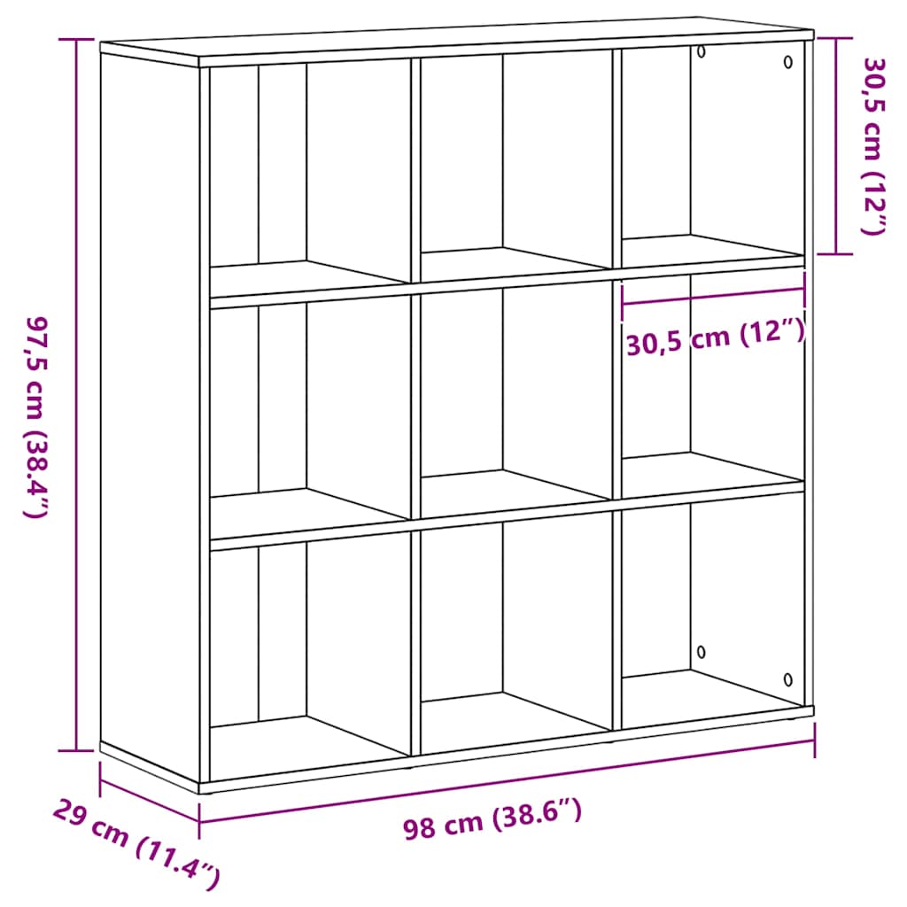 Bibliothèque en chêne noir 98 x 29 x 97,5 cm bois d'ingénierie - XIOS