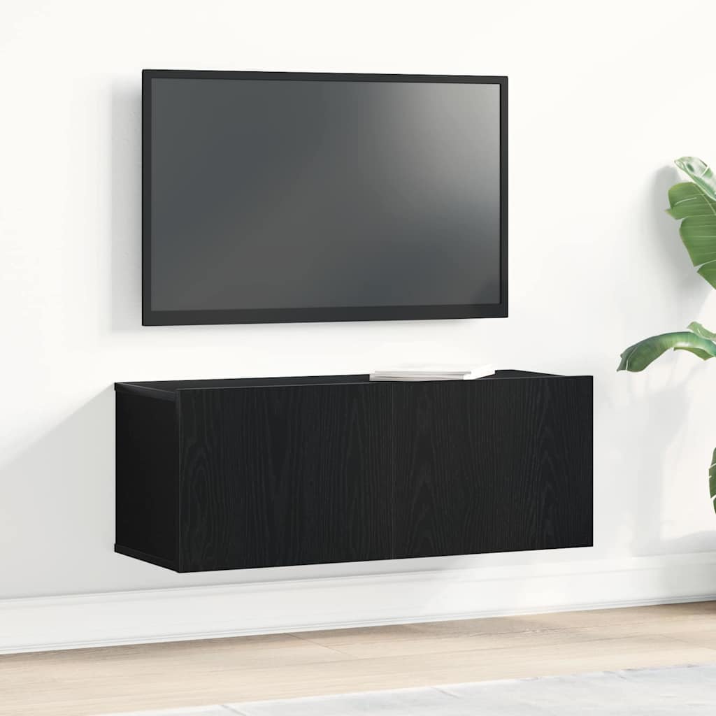 Meubles TV Chêne noir 80 x 30 x 30 cm Bois d'ingénierie - XIOS