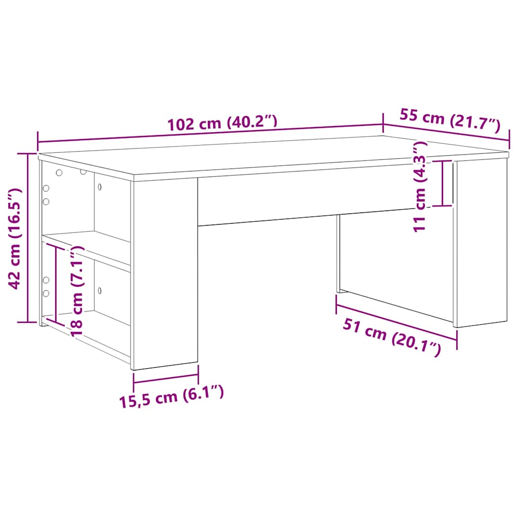 Table basse Chêne noir 102 x 55 x 42 cm Bois d'ingénierie - XIOS