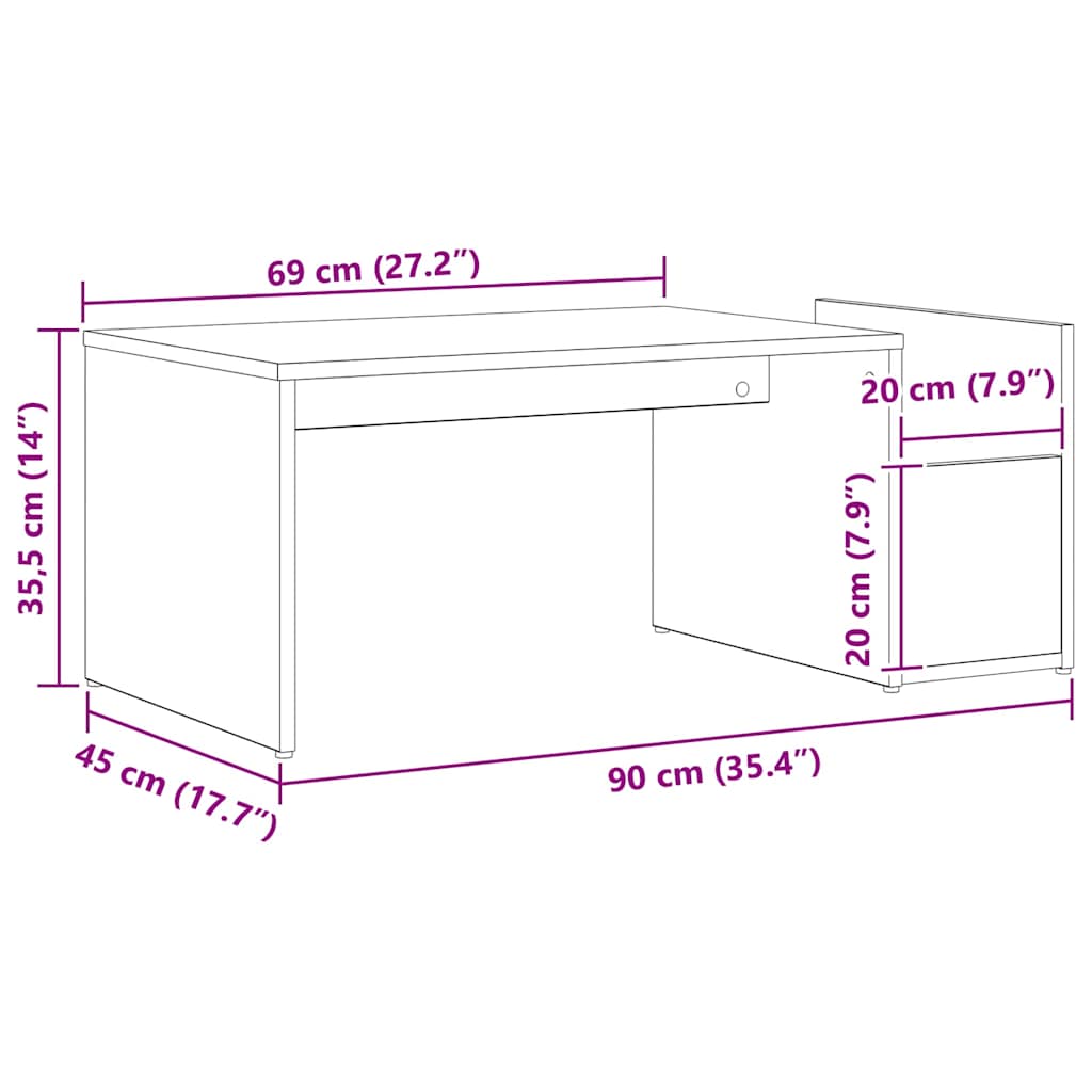 Table basse Chêne noir 90 x 45 x 35 cm Bois d'ingénierie - XIOS