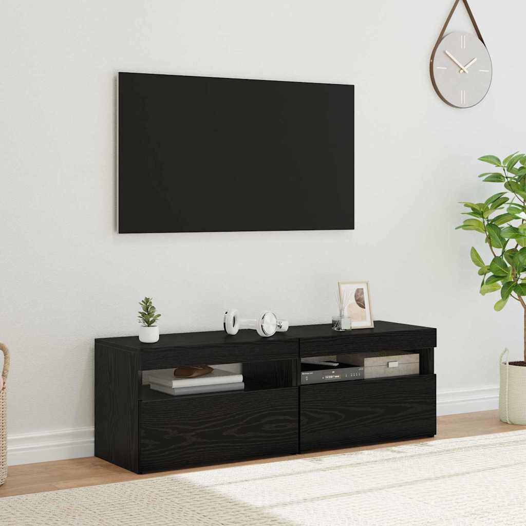 Meuble TV 2 pcs Noir 60 x 35 x 40 cm Bois d'ingénierie - XIOS