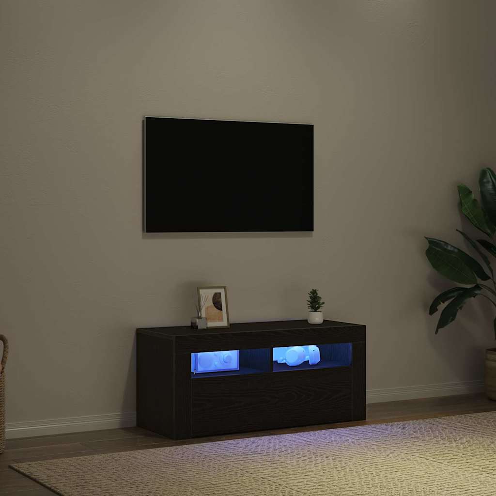 Meuble TV Chêne noir 90 x 39 x 30 cm Bois d'ingénierie - XIOS