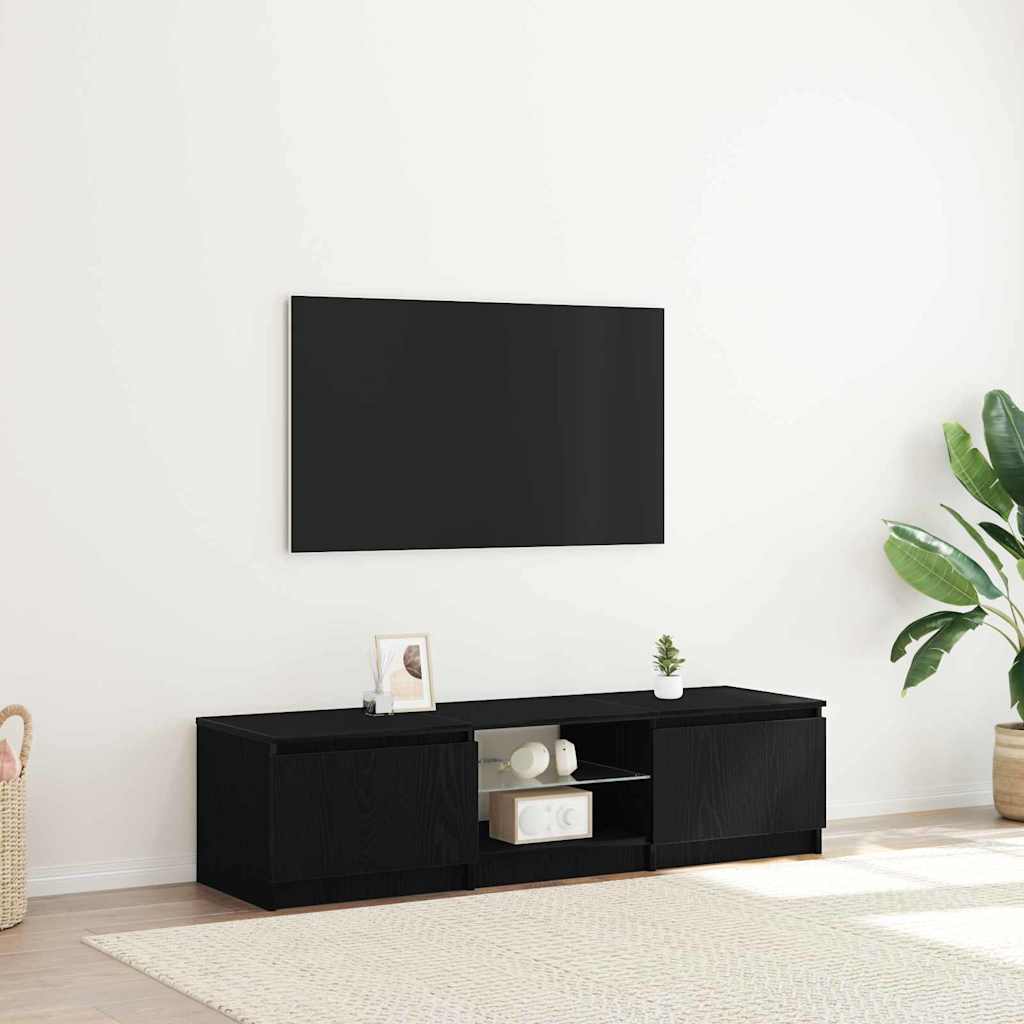 Meuble TV Chêne noir 140 x 38,5 x 36 cm Bois d'ingénierie - XIOS
