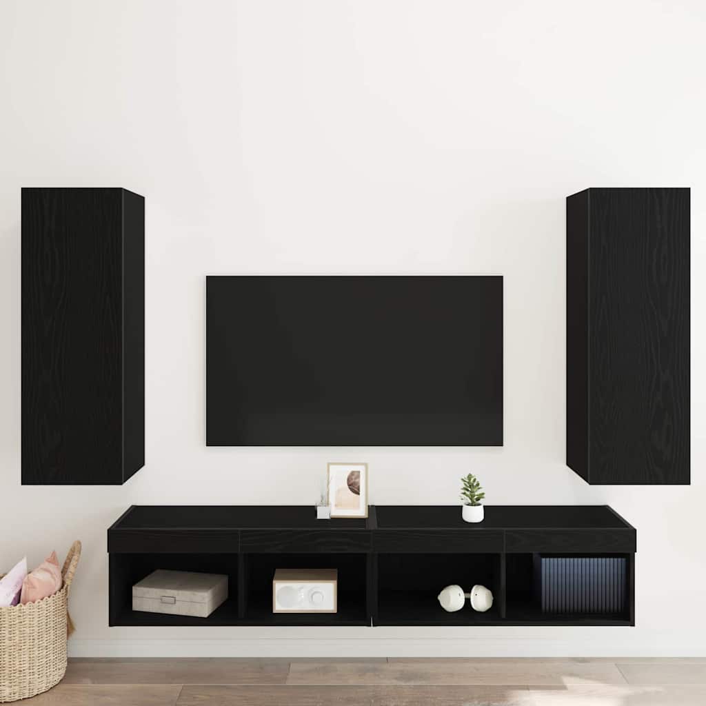 Meuble TV mural 2 pcs Chêne noir 30,5 x 30 x 90 cm - XIOS