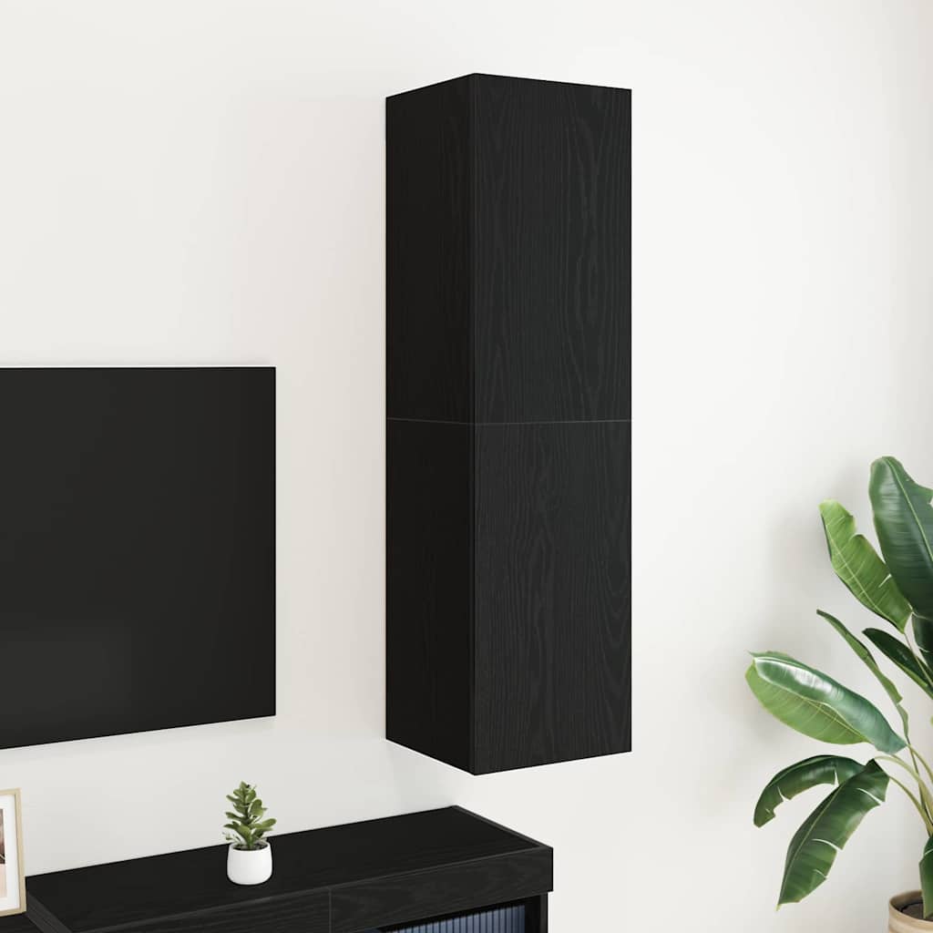 Meuble TV mural Chêne noir 30,5 x 30 x 110 cm Bois d'ingénierie - XIOS