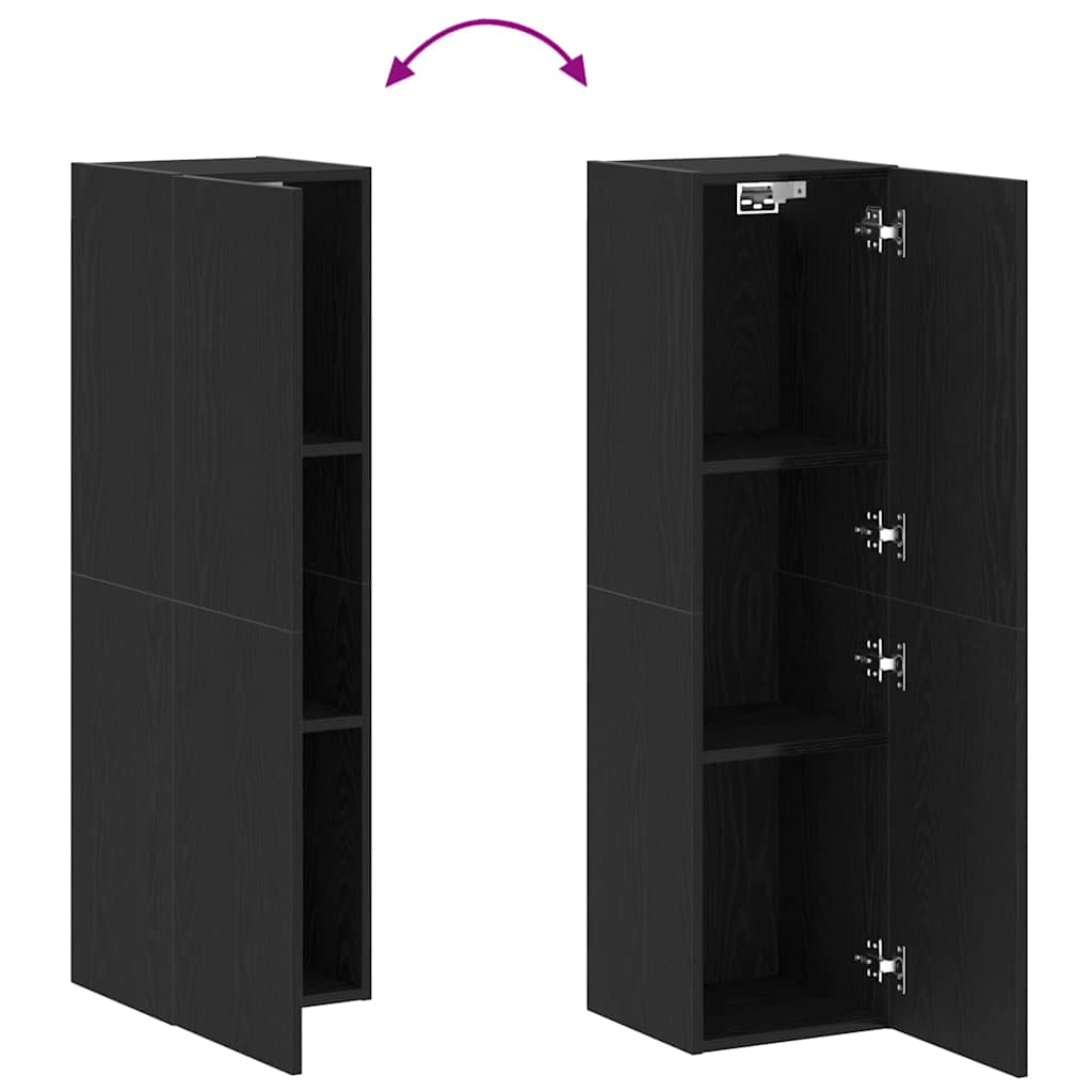 Meuble TV mural Chêne noir 30,5 x 30 x 110 cm Bois d'ingénierie - XIOS