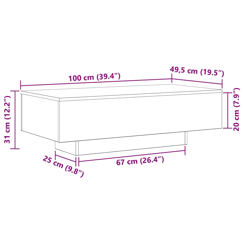 Table Basse Chêne noir 100 x 49.5 x 31 cm Bois d'ingénierie - XIOS