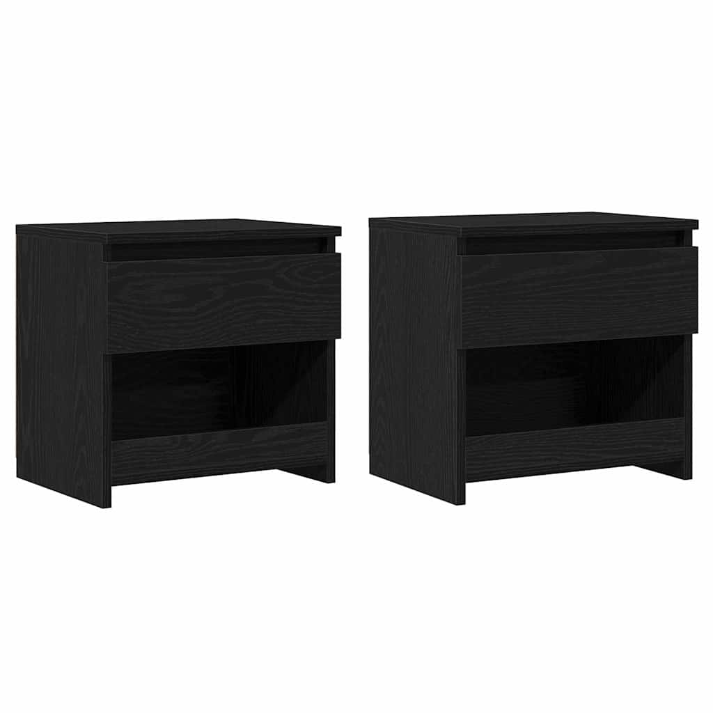 Cabinet de chevet avec tiroir 2 pcs Chêne noir 40 x 30 x 39 cm
