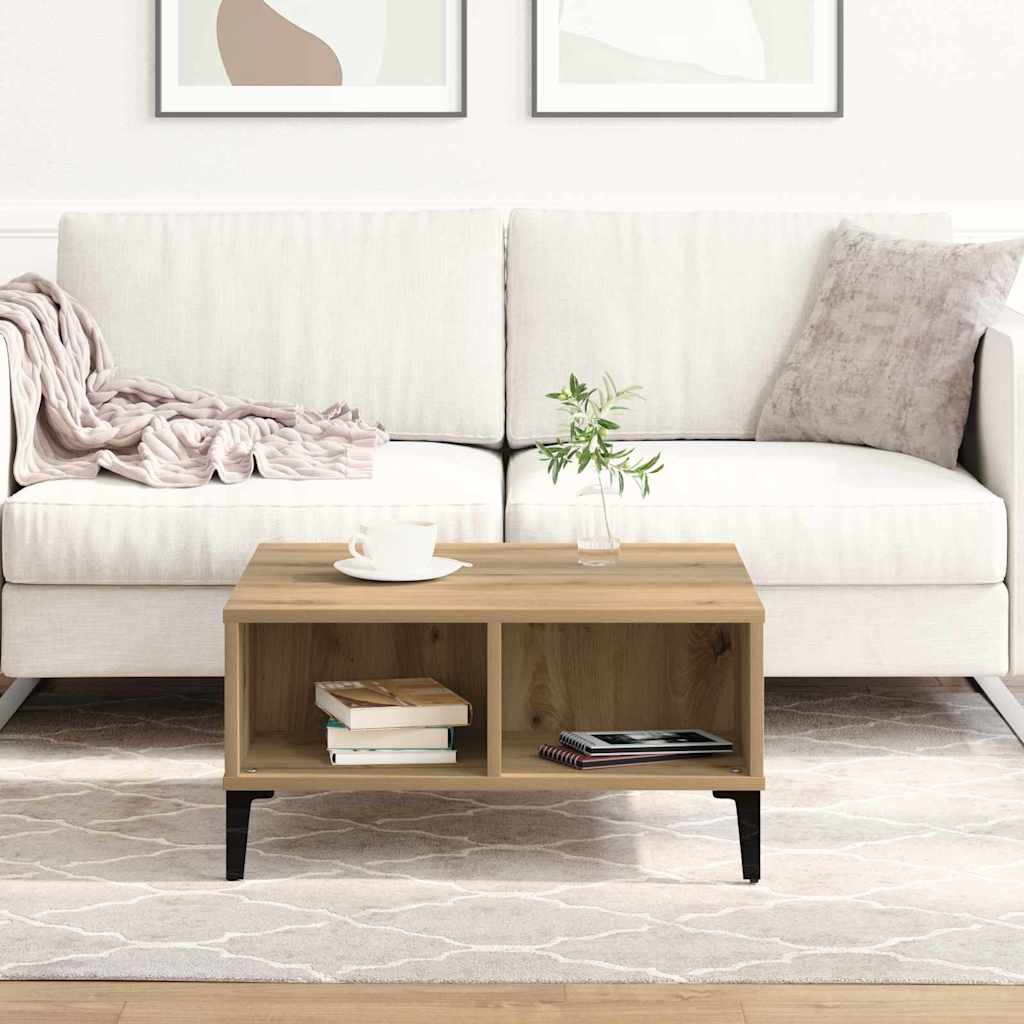 Table basse chêne artisanal 60 x 60 x 30 cm Bois d'ingénierie - XIOS