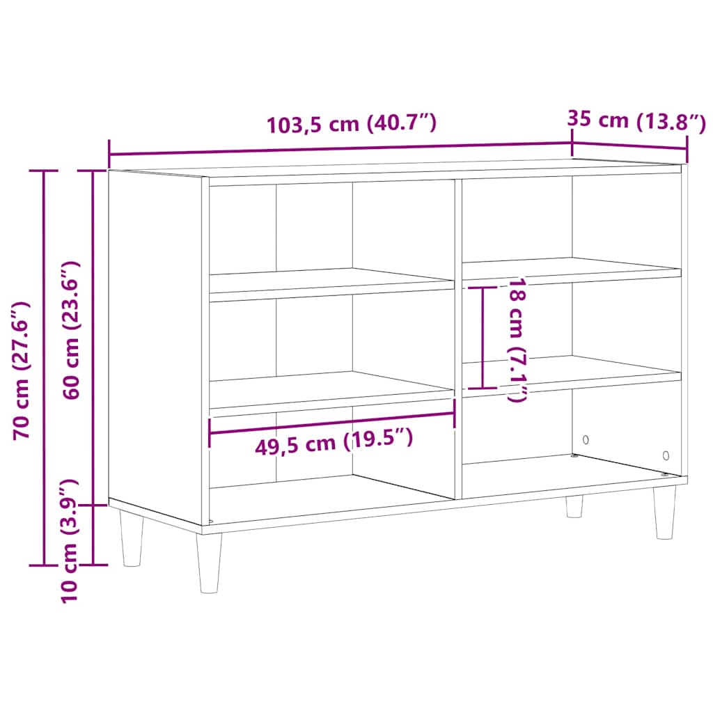 Buffet Chêne noir 103.5 x 35 x 70 cm Bois d'ingénierie - XIOS