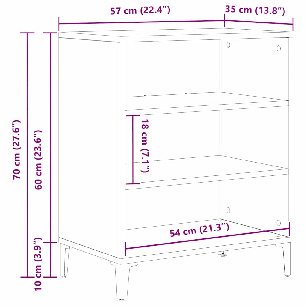 Buffet Chêne noir 57 x 35 x 70 cm Bois d'ingénierie - XIOS