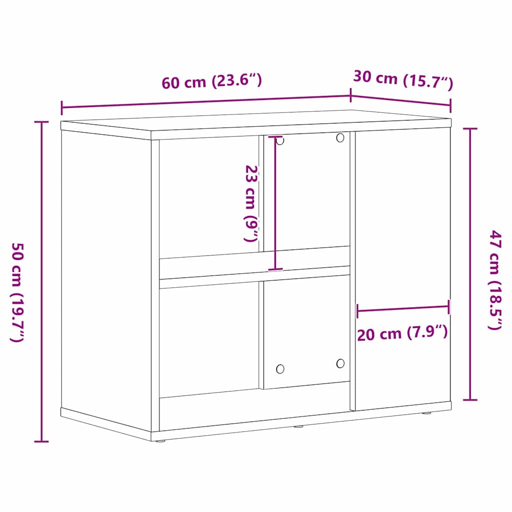 Buffet Noir 60 x 30 x 50 cm Bois d'ingénierie - XIOS