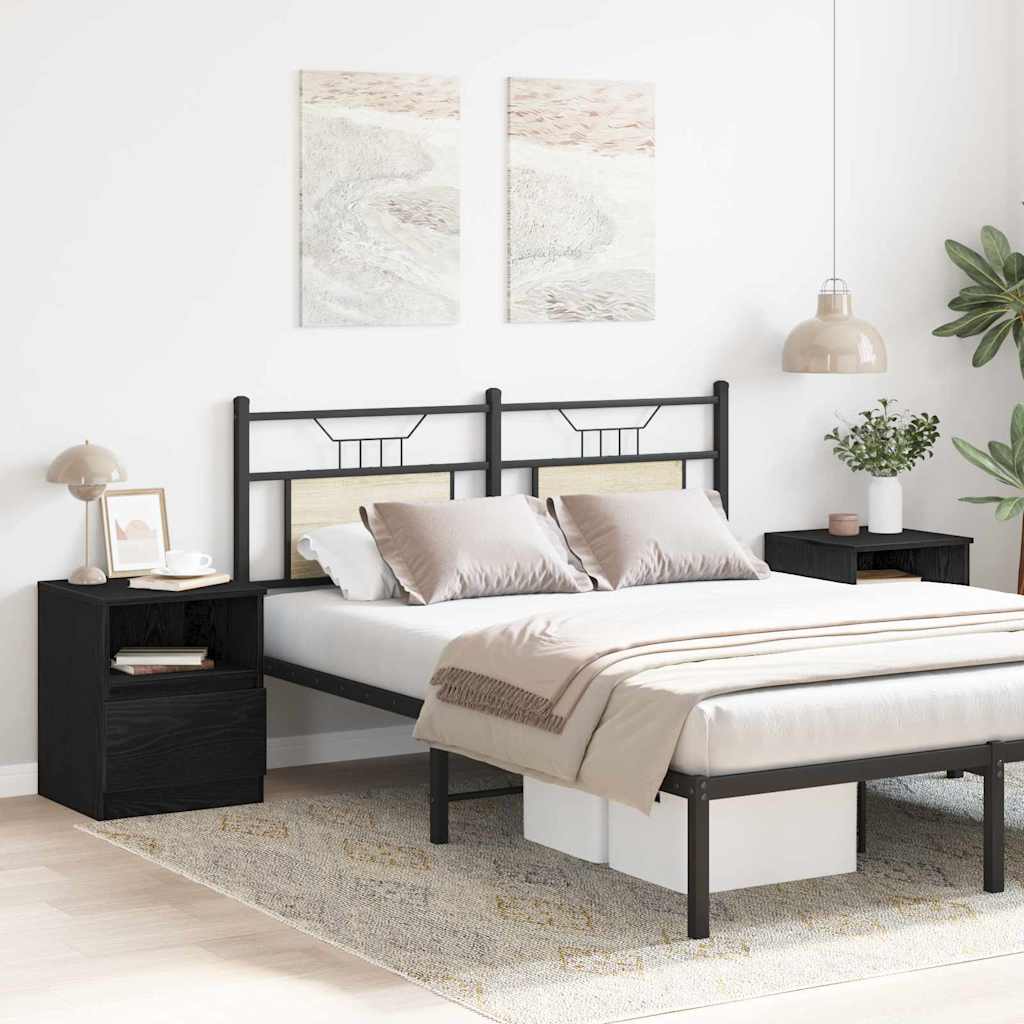 Cabinet de chevet avec tiroir 2 pcs Chêne noir 40 x 40 x 50 cm