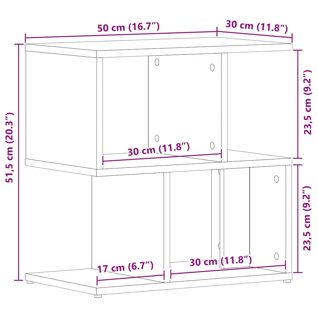Cabinet de chevet 2 pc Chêne noir 50 x 30 x 51,5 cm - XIOS