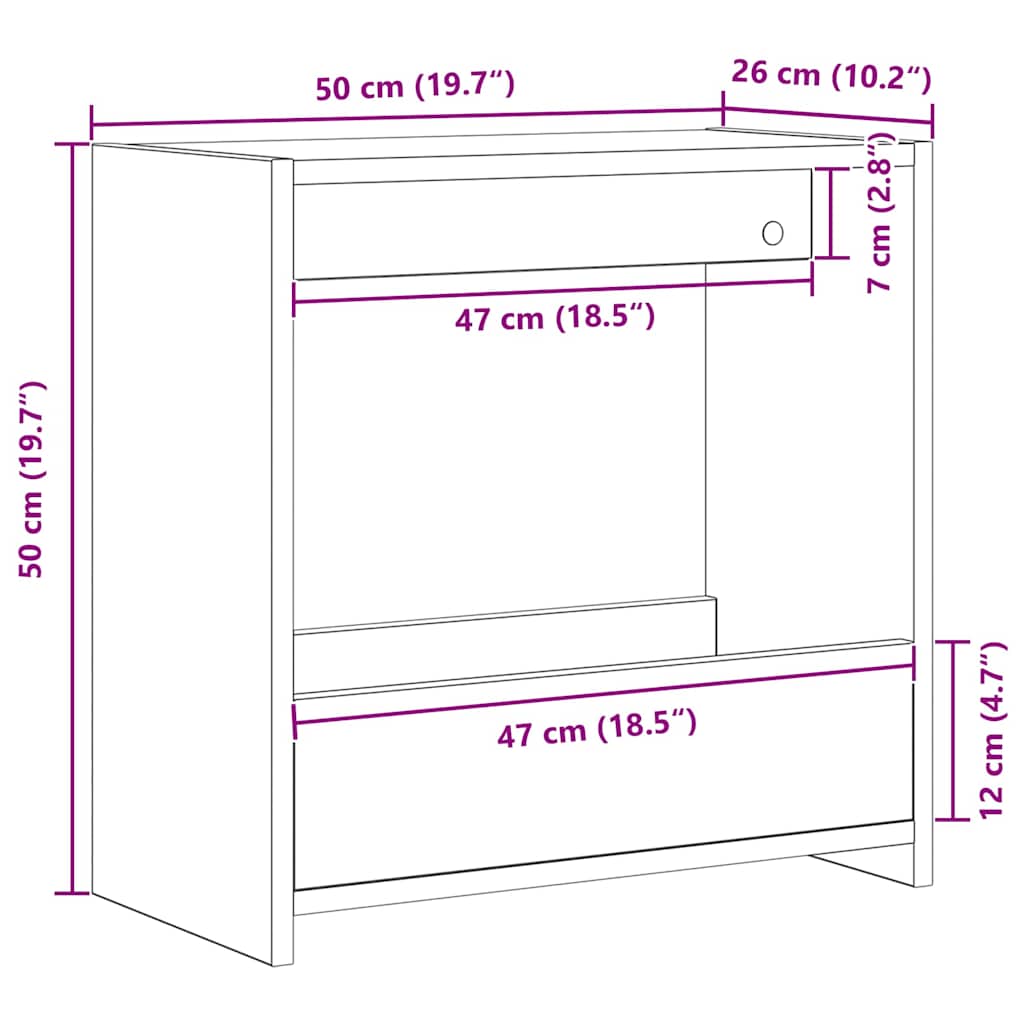 Table d'appoint Chêne noir 50 x 26 x 50 cm Bois d'ingénierie - XIOS