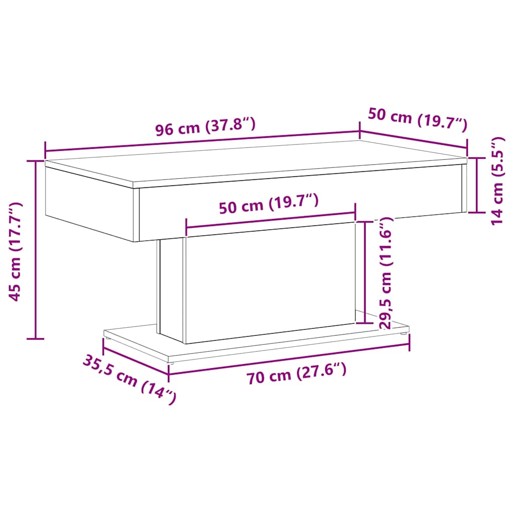 Table basse Chêne noir 96 x 50 x 45 cm Bois d'ingénierie - XIOS